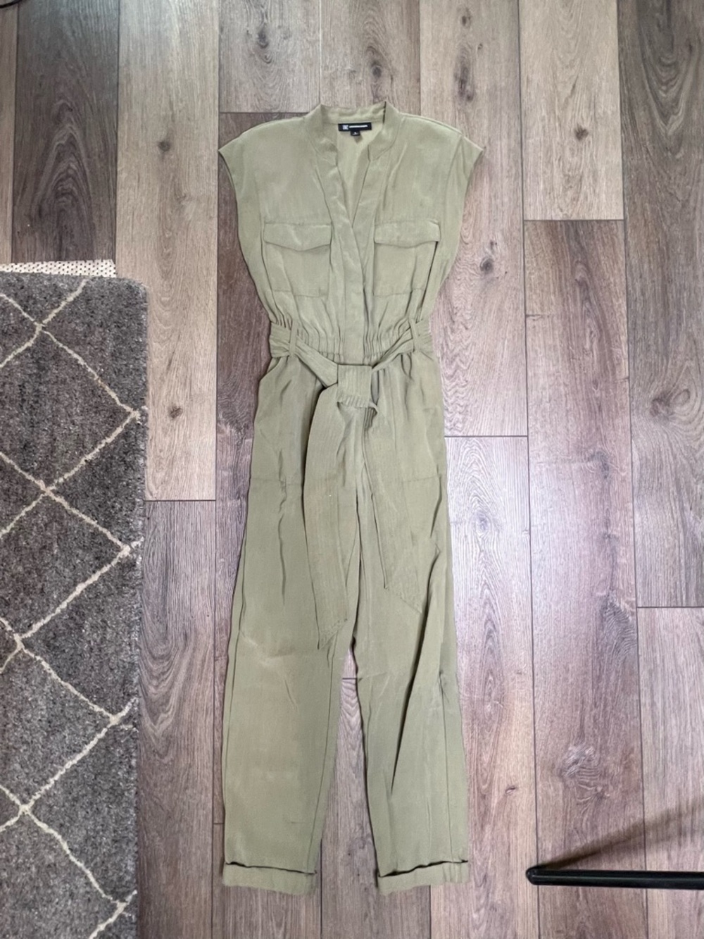 INC International Concepts Olive Utility Tie-Waist Jumpsuit
